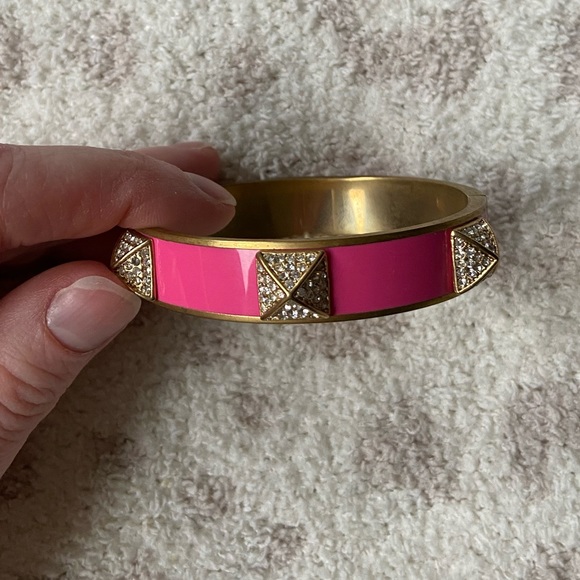 C. Wonder pink enamel cuff with rhinestone pyramid studs - Picture 2 of 4